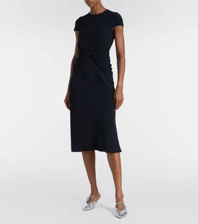 Alexander Mcqueen Twist-front Draped Crepe Midi Dress
