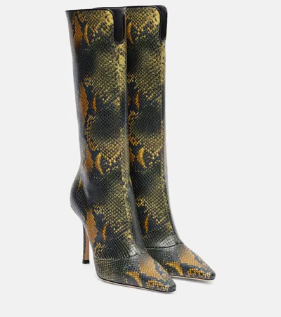 Jimmy Choo The Boot 100 Snake-effect Knee-high Boots