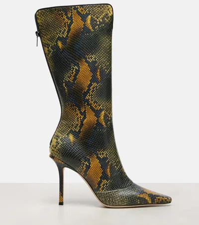 Jimmy Choo The Boot 100 Snake-effect Knee-high Boots