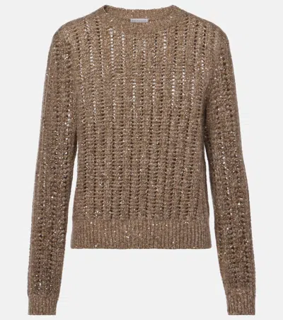 Brunello Cucinelli Net Sweater With Crew Neck And Open-knit Design