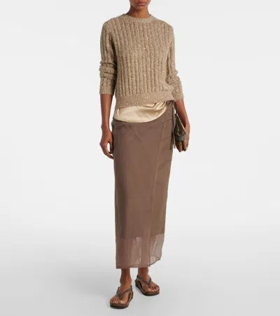 Brunello Cucinelli Net Sweater With Crew Neck And Open-knit Design