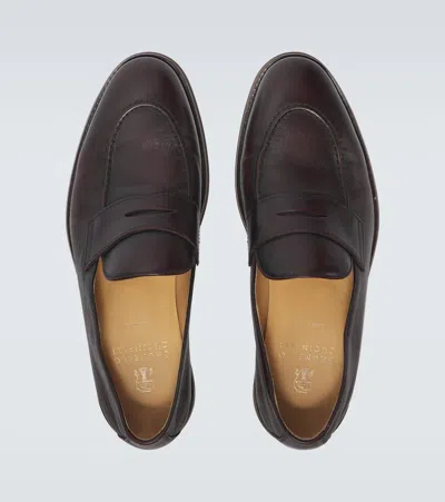 Brunello Cucinelli Leather Slip-on Loafers Rubber Sole In Burgundy