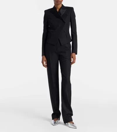 Alexander Mcqueen Double-breasted Wool-blend Blazer In Black