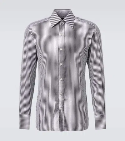 Tom Ford Striped Pattern Button-down Collar Long Sleeves Shirt In Multi