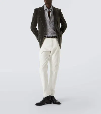 Tom Ford Striped Pattern Button-down Collar Long Sleeves Shirt In Multi