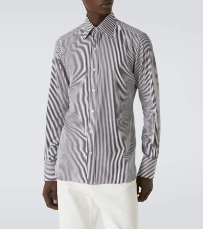 Tom Ford Striped Pattern Button-down Collar Long Sleeves Shirt In Multi