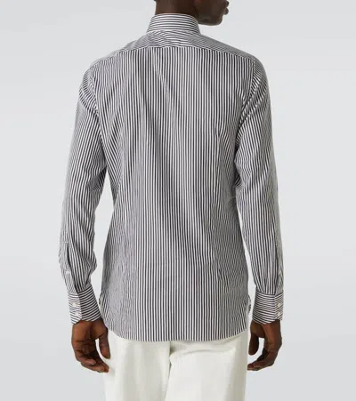 Tom Ford Striped Pattern Button-down Collar Long Sleeves Shirt In Multi