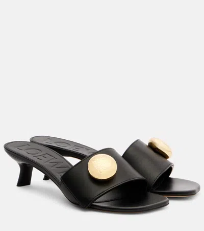 Loewe 450mm Pebble-embellished Leather Sandals In Black