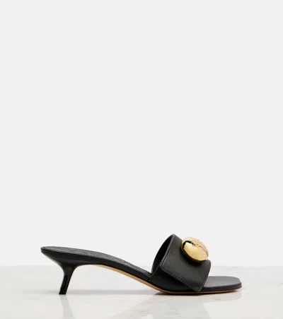 Loewe 450mm Pebble-embellished Leather Sandals In Black
