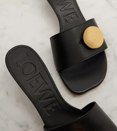 Loewe 450mm Pebble-embellished Leather Sandals In Black