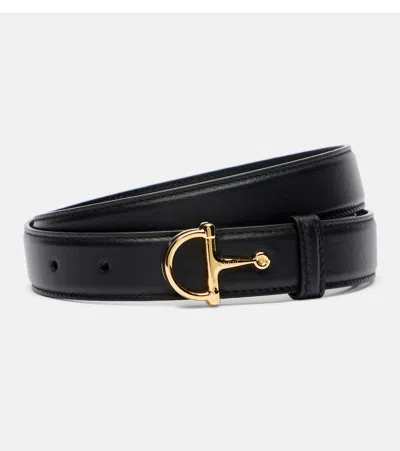 Gucci Women Horsebit Leather Belt In Black