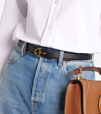 Gucci Women Horsebit Leather Belt In Black