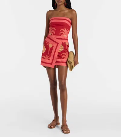 Johanna Ortiz Raiz Ritual Strapless Mini Dress In Multi