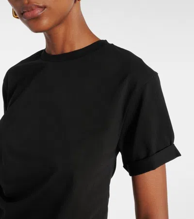 Victoria Beckham Asymmetric Hem Gathered Detail T-shirt In Black