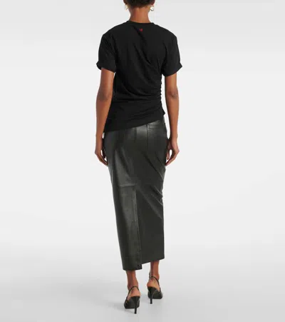 Victoria Beckham Asymmetric Hem Gathered Detail T-shirt In Black