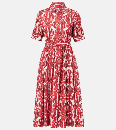La Doublej Libertine Printed Cotton Shirt Dress In Red