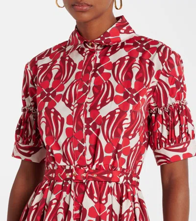 La Doublej Libertine Printed Cotton Shirt Dress In Red