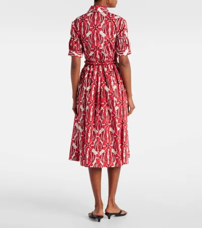 La Doublej Libertine Printed Cotton Shirt Dress In Red