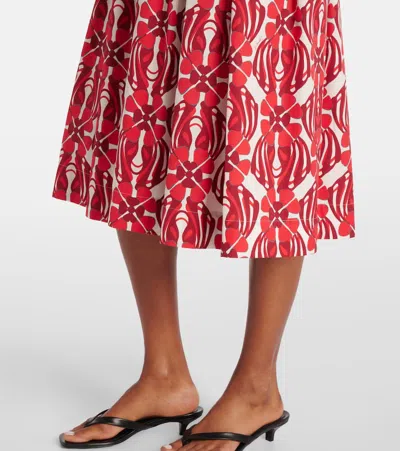 La Doublej Libertine Printed Cotton Shirt Dress In Red