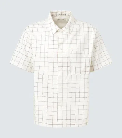 Frame Mens Vintage Check Cotton-blend Shirt Cream Multi Xl