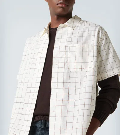 Frame Mens Vintage Check Cotton-blend Shirt Cream Multi Xl