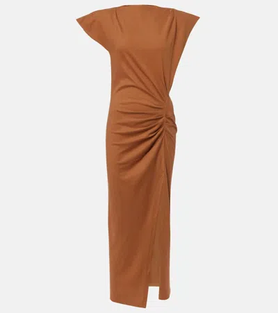 Isabel Marant Nadela Midi Dress With Side Slit In Brown