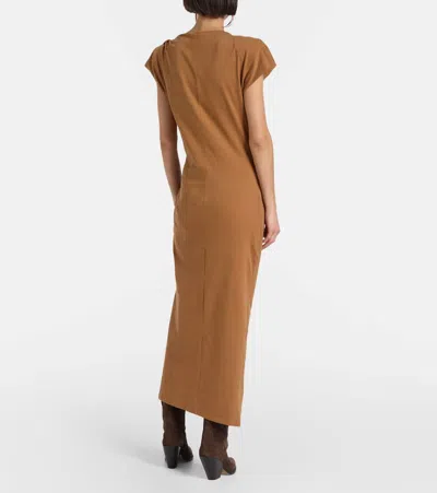 Isabel Marant Nadela Midi Dress With Side Slit In Brown