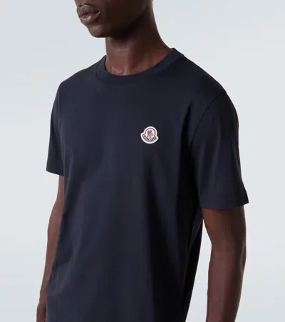 Moncler Set Of 3 Logo Cotton Jersey T-shirts In White