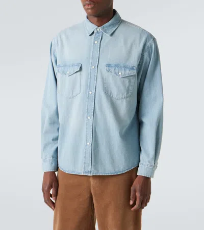 Frame Mens Modern Western Patch-pocket Denim Shirt Calabasas