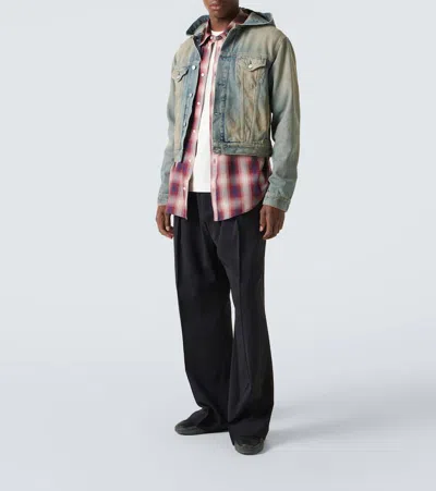 Acne Studios Men Denim Hooded Jacket In Gray