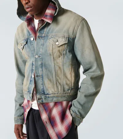 Acne Studios Men Denim Hooded Jacket In Gray