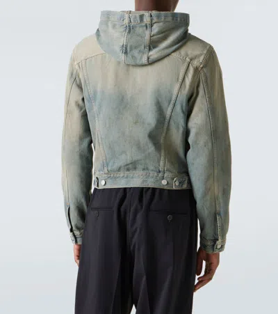 Acne Studios Men Denim Hooded Jacket In Gray
