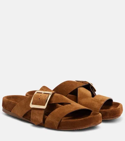 Loewe Slide Sandals With Asymmetric Round Toe In Brown