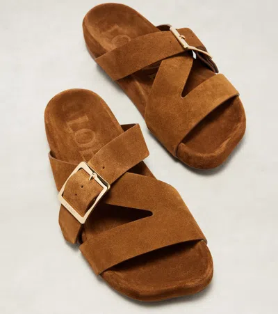 Loewe Slide Sandals With Asymmetric Round Toe In Brown