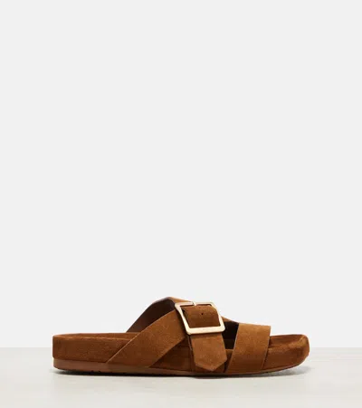 Loewe Slide Sandals With Asymmetric Round Toe In Brown