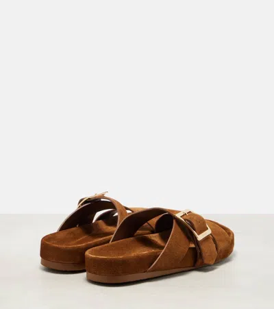 Loewe Slide Sandals With Asymmetric Round Toe In Brown
