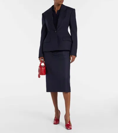 Stella Mccartney Wool Pencil Skirt In Blue