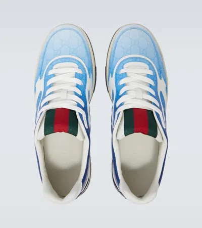 Gucci Canvas Sneakers With Printed Design And Contrast Panels In Blue