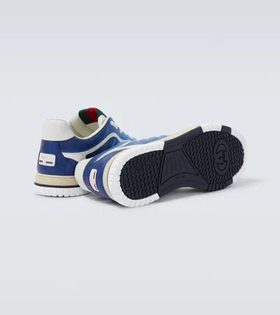 Gucci Canvas Sneakers With Printed Design And Contrast Panels In Blue