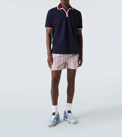 Gucci Canvas Sneakers With Printed Design And Contrast Panels In Blue