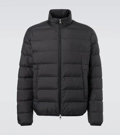 Moncler Quilted Tech Fabric Jacket With Elastic Cuffs In Black