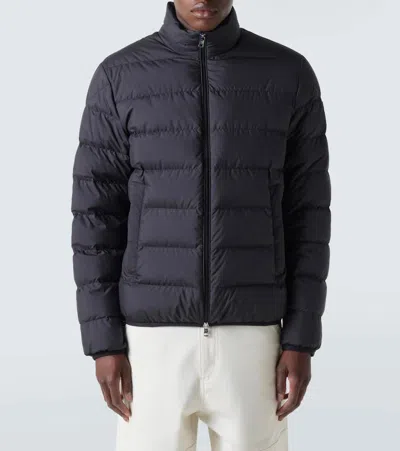 Moncler Quilted Tech Fabric Jacket With Elastic Cuffs In Black