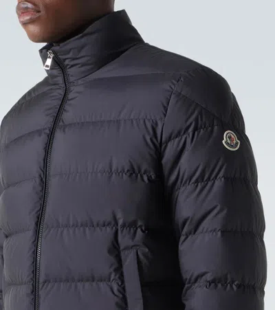 Moncler Quilted Tech Fabric Jacket With Elastic Cuffs In Black