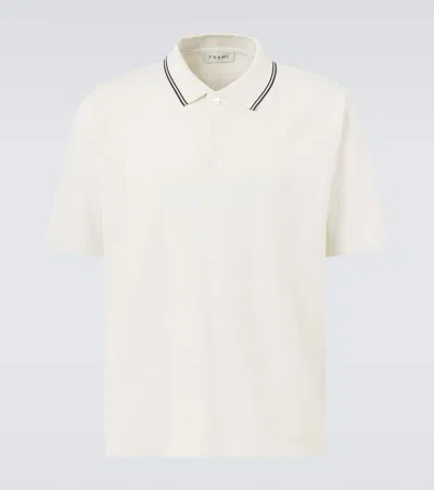 Frame Mens Striped Collar Regular-fit Pique Polo Top White Sand