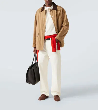 Frame Mens Striped Collar Regular-fit Pique Polo Top White Sand