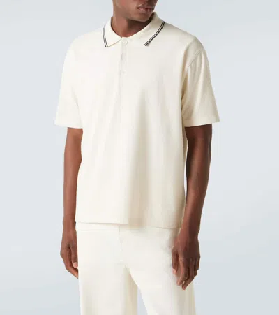 Frame Mens Striped Collar Regular-fit Pique Polo Top White Sand