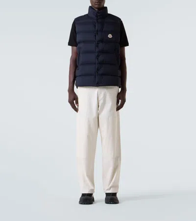 Moncler Tibb Water Repellent Down Puffer Vest In Blue