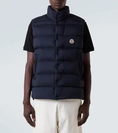 Moncler Tibb Water Repellent Down Puffer Vest In Blue