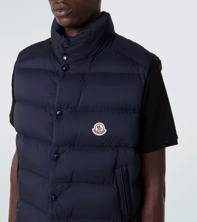 Moncler Tibb Water Repellent Down Puffer Vest In Blue