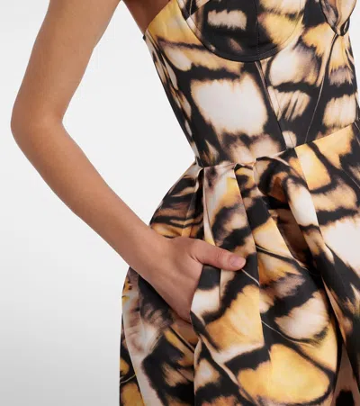 Oscar De La Renta Butterfly Faille Bustier Tea-length Dress